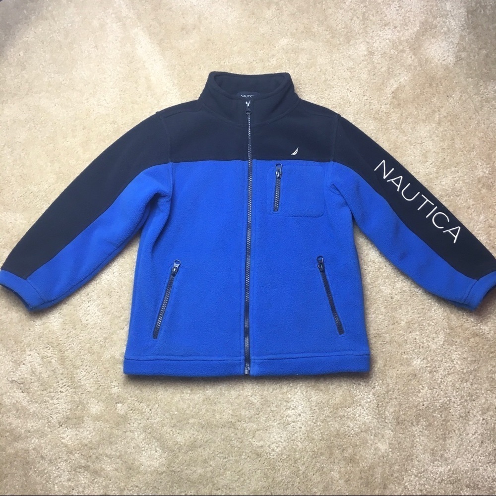 NAUTICA Boys Full Zip Fleece Blue Black Size 5
